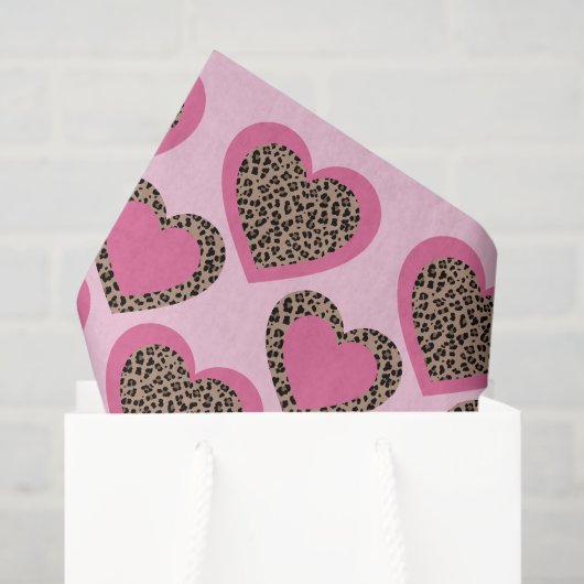 Baby Roze Luipaard Hartjes Feest Tissuepapier (Cadeauzakje)