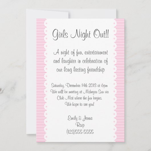 Baby roze Meisjes avond uitnodiging (Voorkant)