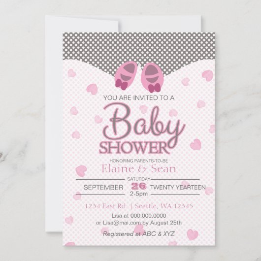 Baby Roze meisjes baby shower nodigen Kaart (Voorkant)