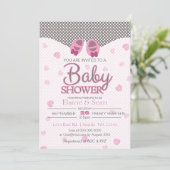 Baby Roze meisjes baby shower nodigen Kaart (Staand voorkant)