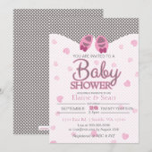 Baby Roze meisjes baby shower nodigen Kaart (Voorkant / Achterkant)