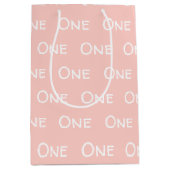 Baby roze meisje's eerste verjaardag medium cadeauzakje (Voorkant)