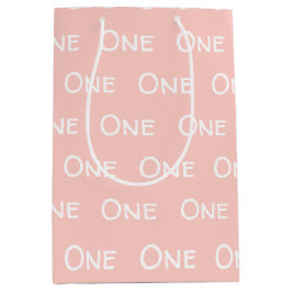 Baby roze meisje's eerste verjaardag medium cadeauzakje