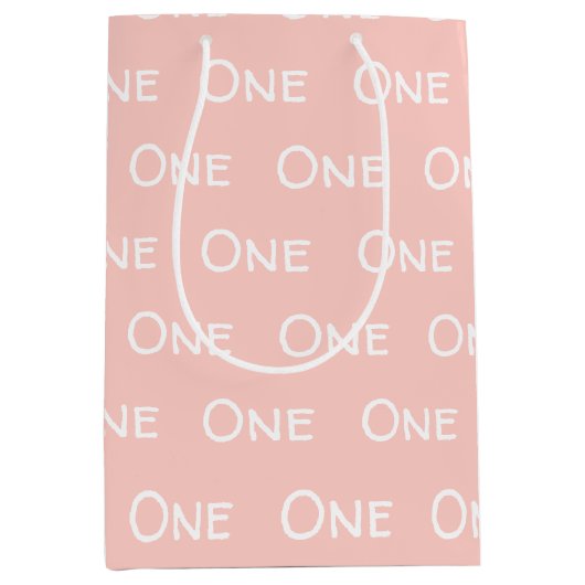 Baby roze meisje's eerste verjaardag medium cadeauzakje (Voorkant)