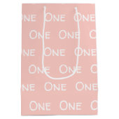 Baby roze meisje's eerste verjaardag medium cadeauzakje (Achterkant)