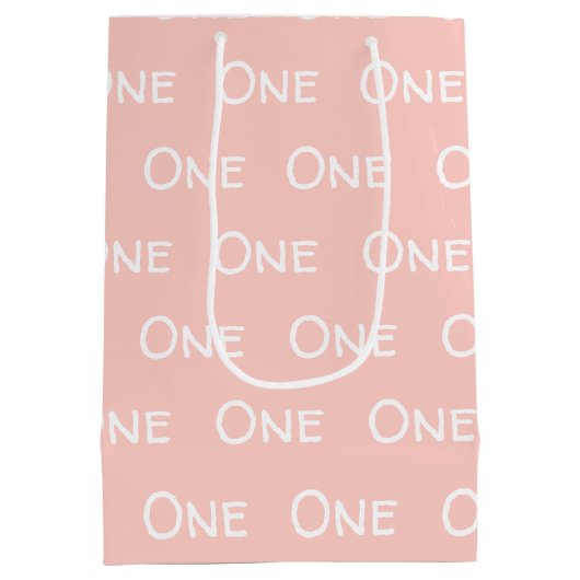 Baby roze meisje's eerste verjaardag medium cadeauzakje (Achterkant)