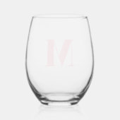 Baby Roze Modern Monogram Initiaal Letter Wijnglas Zonder Voet (Achterkant)