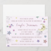Baby roze Moon en Stars Party Invitation Kaart (Voorkant / Achterkant)