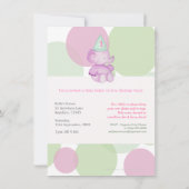 Baby Roze Olifant 1e Verjaardagsfeest Uitnodigen Kaart (Achterkant)