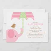Baby Roze olifant | Baby shower Uitnodiging (Voorkant)