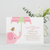 Baby Roze olifant | Baby shower Uitnodiging (Staand voorkant)