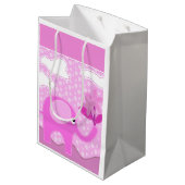 Baby Roze olifant en bloemen Medium Cadeauzakje (Achterkant Gekanteld)