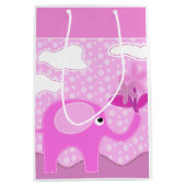 Baby Roze olifant en bloemen Medium Cadeauzakje (Voorkant)