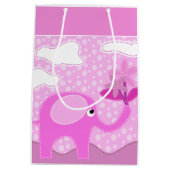 Baby Roze olifant en bloemen Medium Cadeauzakje (Achterkant)