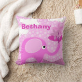Baby roze olifant en bloemen op maat kussen (Deken)