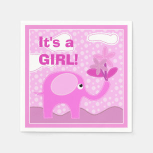 Baby Roze olifant Het is een meisje Baby shower Servet