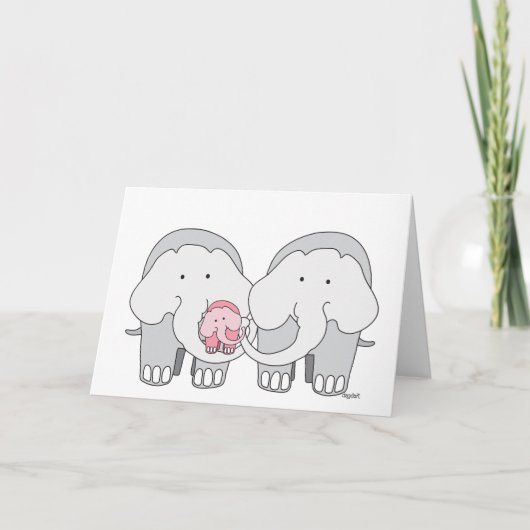 Baby Roze Olifant Kaart (Voorkant)