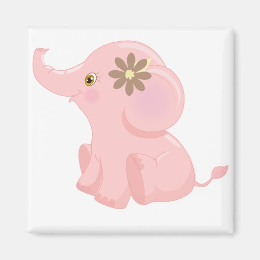 Baby Roze olifant Magneet (Voorkant)