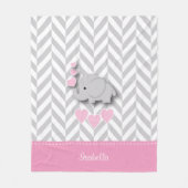 Baby roze olifant - Personaliseer Fleece Deken (Voorkant)