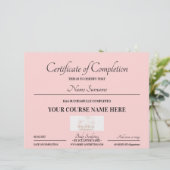 Baby roze on line certificaat van voltooiing (Staand voorkant)