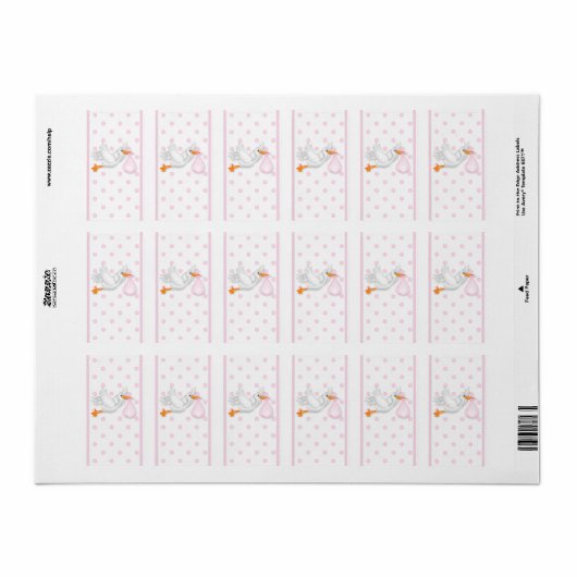 Baby Roze Ooievaar Hersheys Miniatuur Snoep bar wr Etiket (Full Sheet)