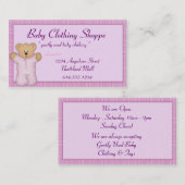 Baby: Roze/Paarse Teddy Visitekaartje (Voorkant / Achterkant)