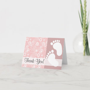 Baby Roze Paisley Bedankkaart