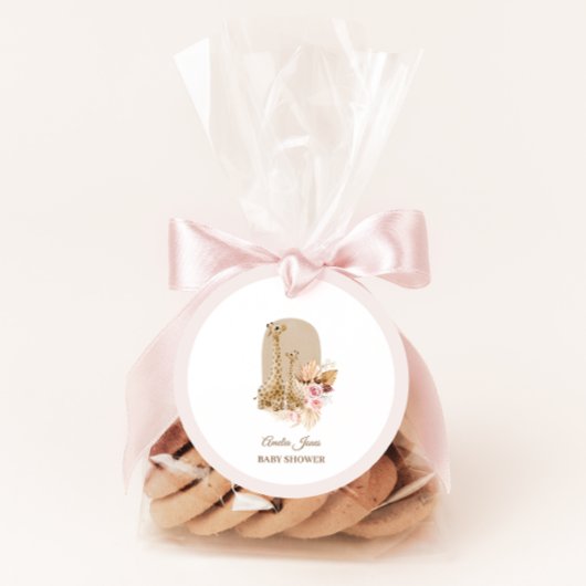 Baby Roze Pampas Grass Giraffe Baby shower Bedankjes Labels