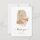 Baby Roze Pampas Grass Giraffe Baby shower Bedankkaart (Voorkant)