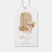 Baby Roze Pampas Grass Giraffe Baby shower Cadeaulabel (Voorkant)