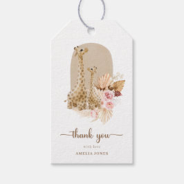 Baby Roze Pampas Grass Giraffe Baby shower Cadeaulabel