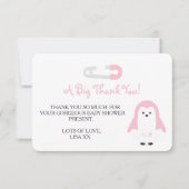 Baby Roze Penguin Dank u Kaart (Voorkant)