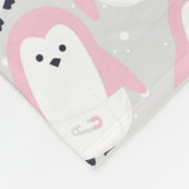 Baby Roze Penguin Pattern Fleece Deken (Hoek)