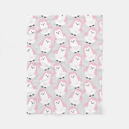 Baby Roze Penguin Pattern Fleece Deken (Voorkant)
