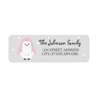 Baby Roze Pinguïn Etiket