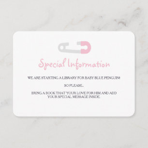 Baby roze pinguïn-informatie invoegen informatiekaartje