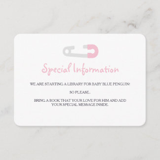 Baby roze pinguïn-informatie invoegen informatiekaartje