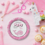 Baby Roze Polka-onderzeese walvis | Personaliseren Papieren Bordje (Feest)