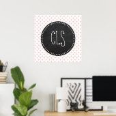 Baby-roze pooldots; alkbord poster (Thuiskantoor)