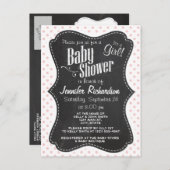 Baby-roze pooldots; alkbord uitnodiging briefkaart (Voorkant / Achterkant)