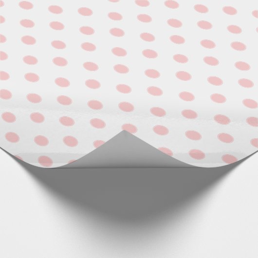 Baby roze pooldots op wit cadeaupapier (Hoek)