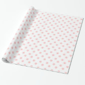 Baby roze pooldots op wit cadeaupapier (Uitgerold)