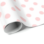 Baby roze pooldots op wit cadeaupapier (Rol Hoek)