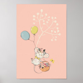 baby roze poster - schattige kleine muis