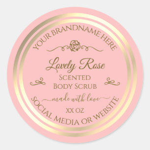 Baby Roze Product Label Goud Lijst  Roos