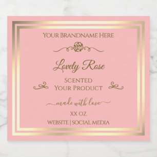 Baby Roze Product Label Goud Lijst  Roos Likeurfles Etiket