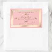 Baby Roze Product Label met Goud Lijst en Logo (Tas)