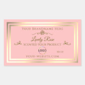 Baby Roze Product Label met Goud Lijst en Logo (Voorkant)
