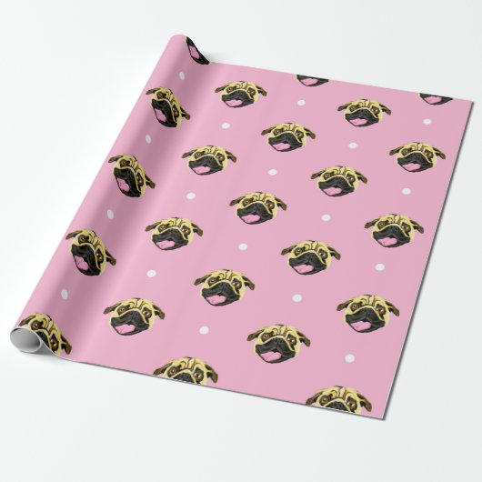 Baby Roze Pug Cadeaupapier (Uitgerold)