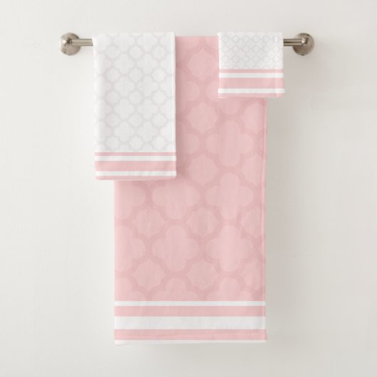 Baby Roze Quatrefoil keukenset Bad Handdoek (Insitu)
